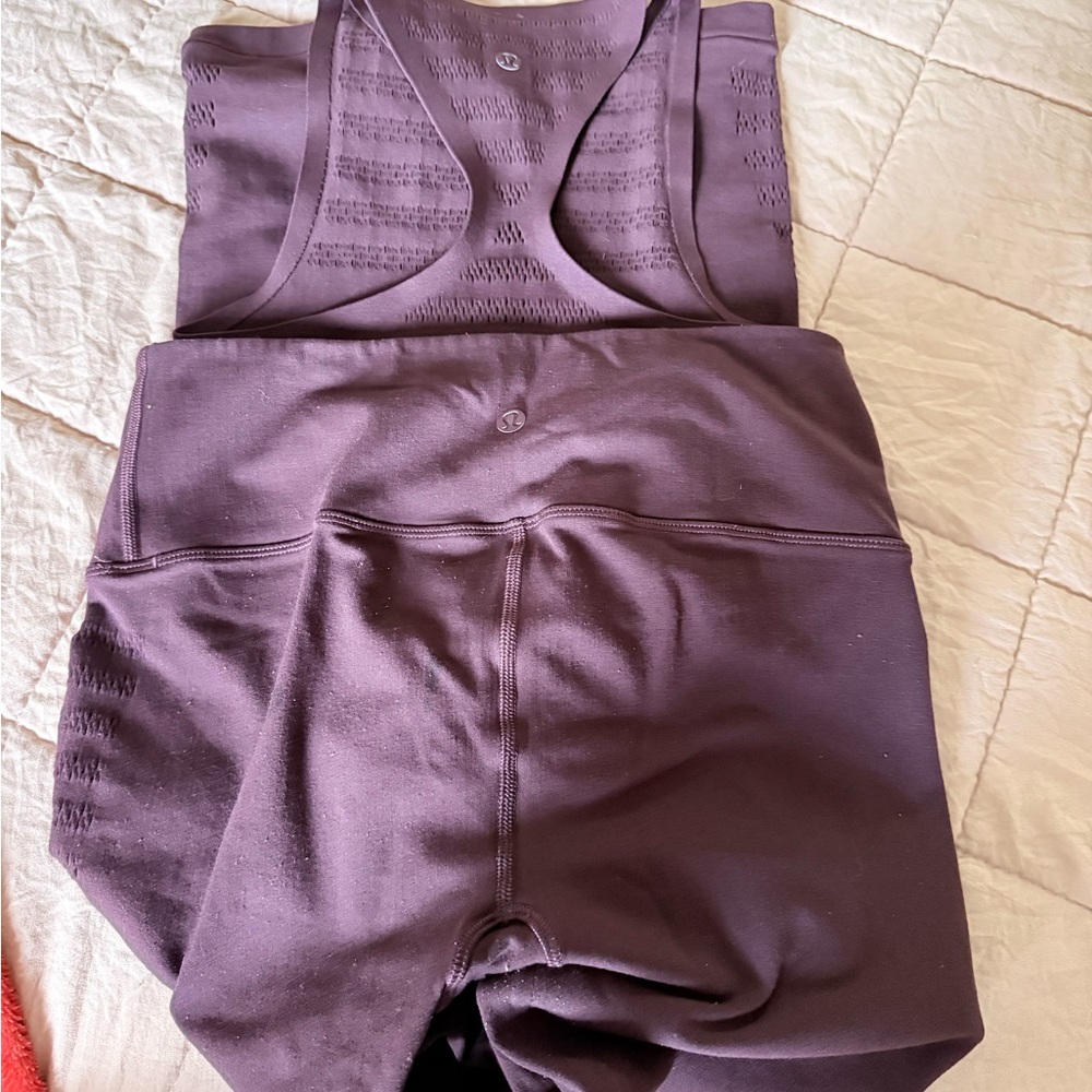 lululemon athletica Deep Plum Ribbed Seamless Leggings - Picture 2 of 11